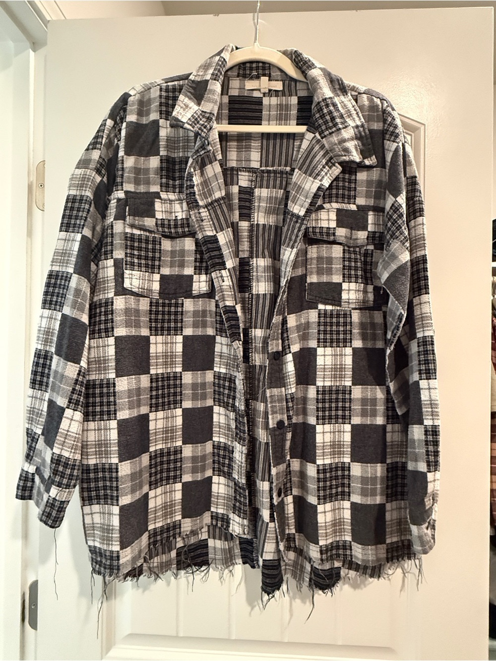 Gilded Intent Midweight Black & White Plaid Button-Up Shacket